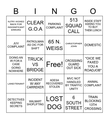 Manville BINGO Card