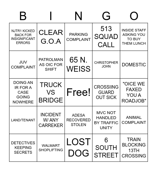 Manville BINGO Card