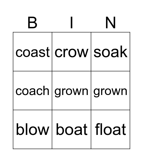 OA/OW BINGO Card