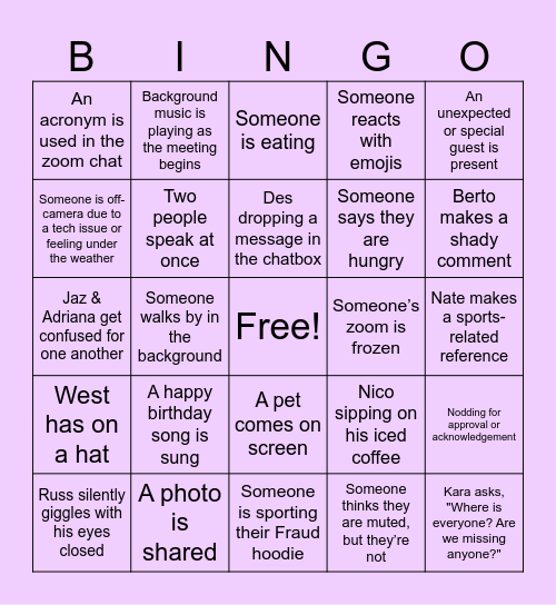 April All-Hands Bingo Card