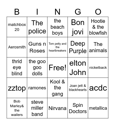 Dive Bar anthems Bingo Card