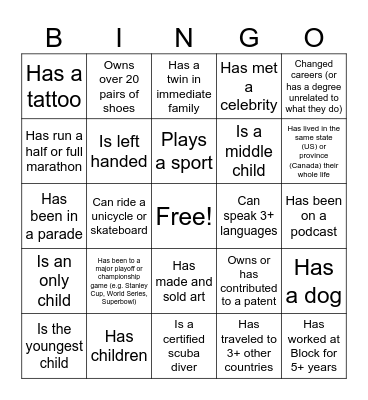 Coworker Bingo Card