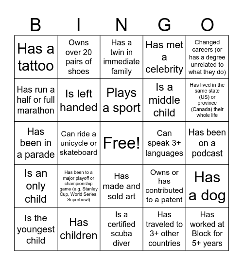 Coworker Bingo Card