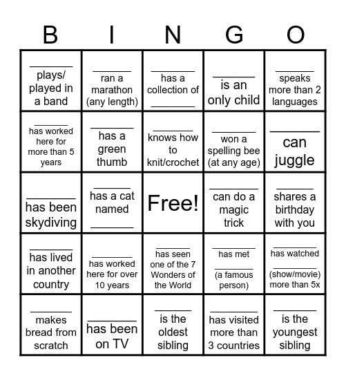 Co-Mingle-Bingo! Bingo Card