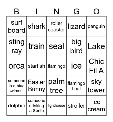SEA WORLD Bingo Card