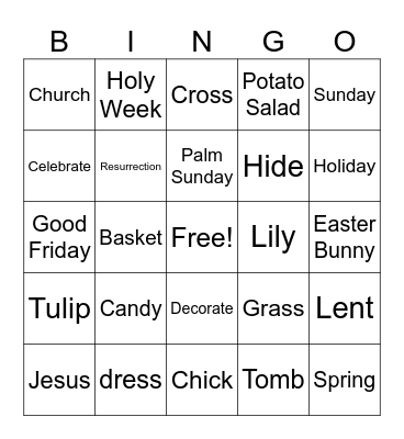 Easter Bingo Card
