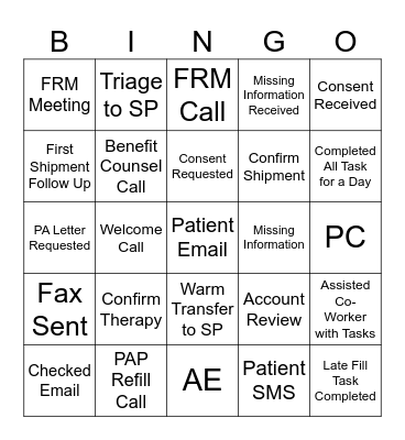 Care Coordinator Bingo Card