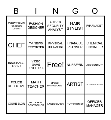 CAREER BINGO Card