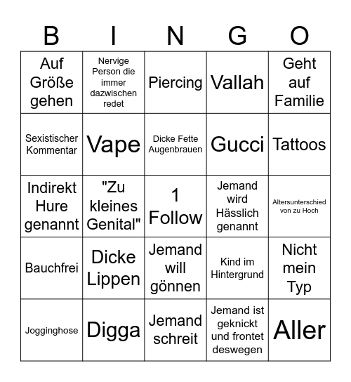 Frankfurt tinder Bingo Card
