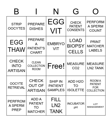 EMBRYOLOGY Bingo Card