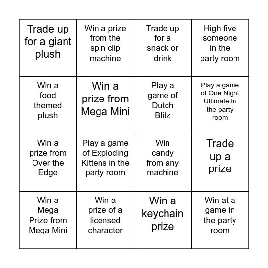 Hyperspace Bingo Card