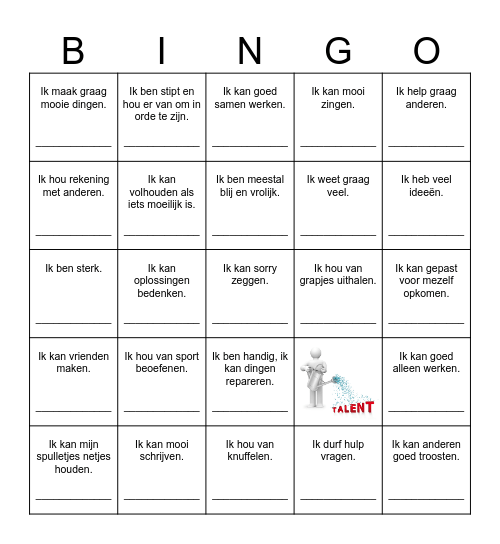 Talentenbingo! Bingo Card