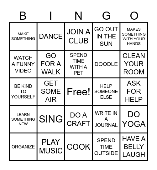 SELF CARE BINGO Card