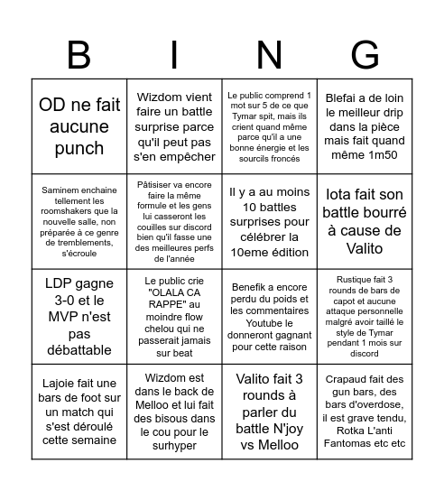BINGO IRL 10 Bingo Card