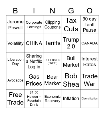 Recession Bingo Card