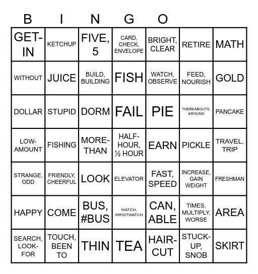 Intermediate Review- Lifeprint Lessons 16-30 Bingo Card