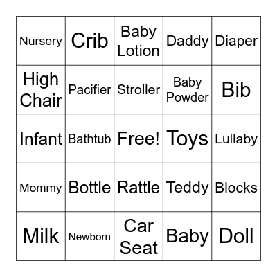 Baby Bingo Card
