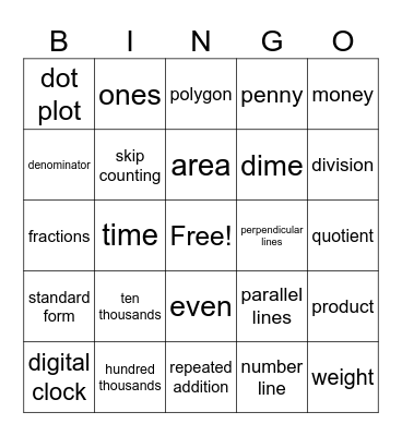 Math Bingo Card