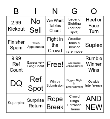 HOC Mania 2025 Bingo Card