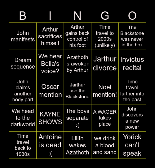 Part 52 Bingo Card