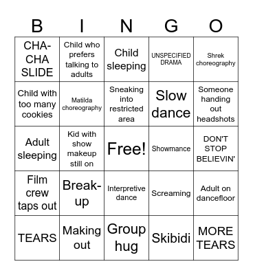 Shrek Party Bingo Card