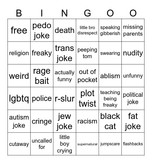 ghost stories dubbed Bingo Card