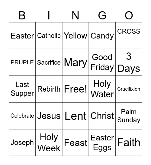 RELIGION BINGO Card