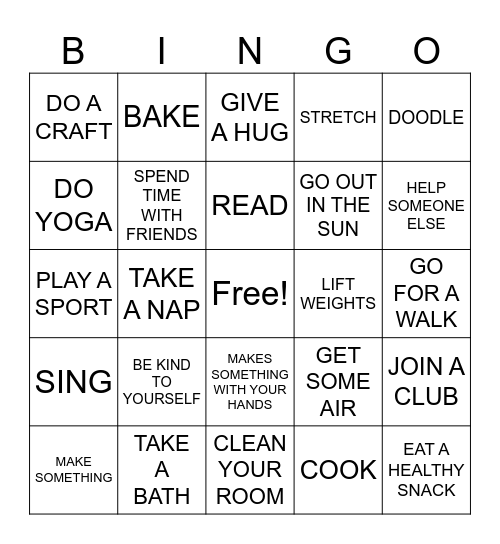 SELF CARE BINGO Card