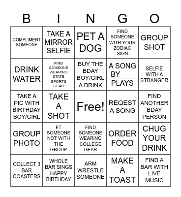 Birthday Bingo Card