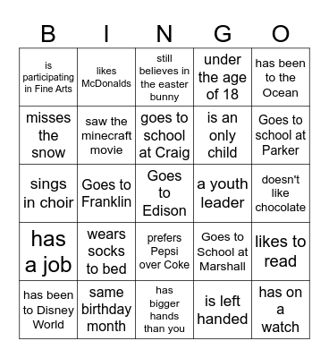 Spring Bingo Card