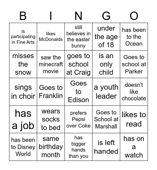 Spring Bingo Card