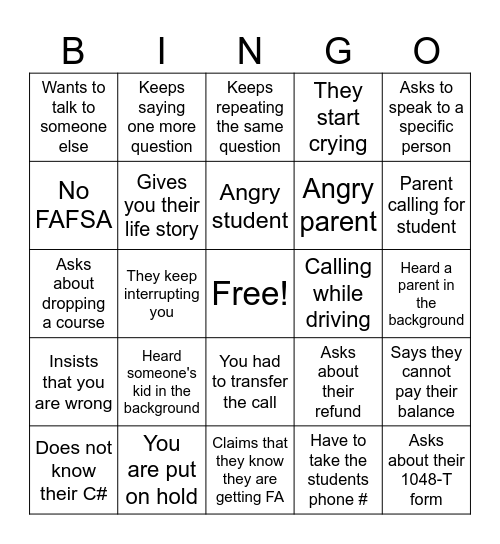 FA Bingo Card