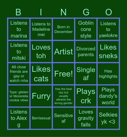 Anna's bingo Card