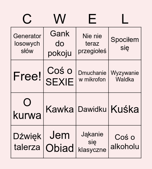 BIngo Jacob Bingo Card