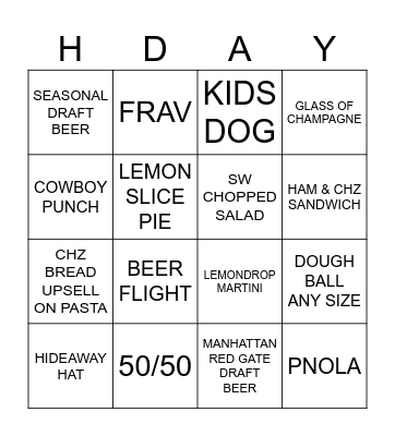 KAHUNA BINGO Card