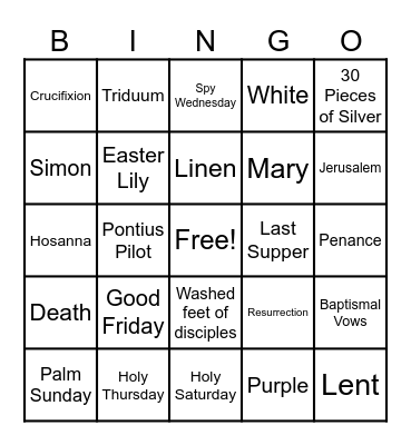 Easter Bingo Card