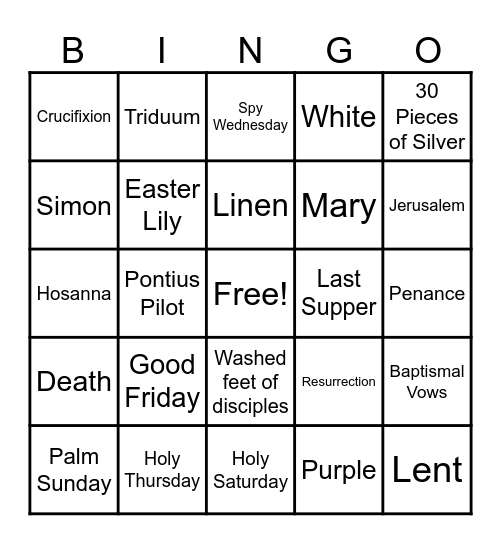 Easter Bingo Card