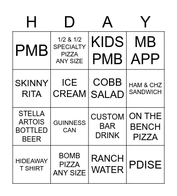 KAHUNA BINGO Card
