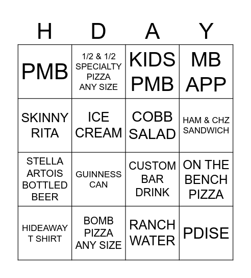 KAHUNA BINGO Card
