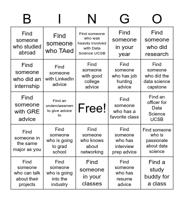 Graduating Seniors Cafe Bingo Card