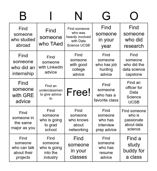 Graduating Seniors Cafe Bingo Card