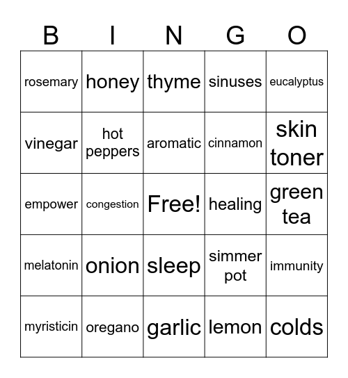 Living Well Series Bingo Card