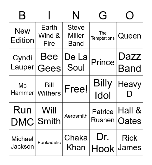 For Older Crowds Bingo Card