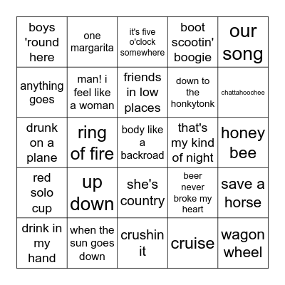 Country Bingo Card