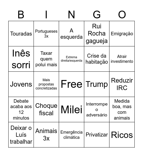 PAN vs IL Bingo Card