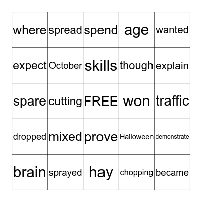 Spelling Review Weeks 1-4 Bingo Card