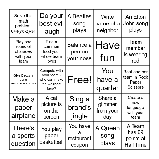 TRIVIA TUESDAY BINGO! Bingo Card