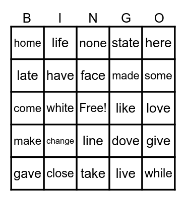 Lesson 62 - VC e Review 3, Exceptions Bingo Card
