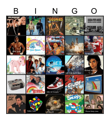 80s Pop Culture Bingo Card