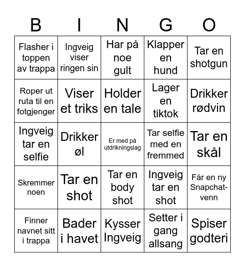 Ingveigs utdrikningslag Bingo Card